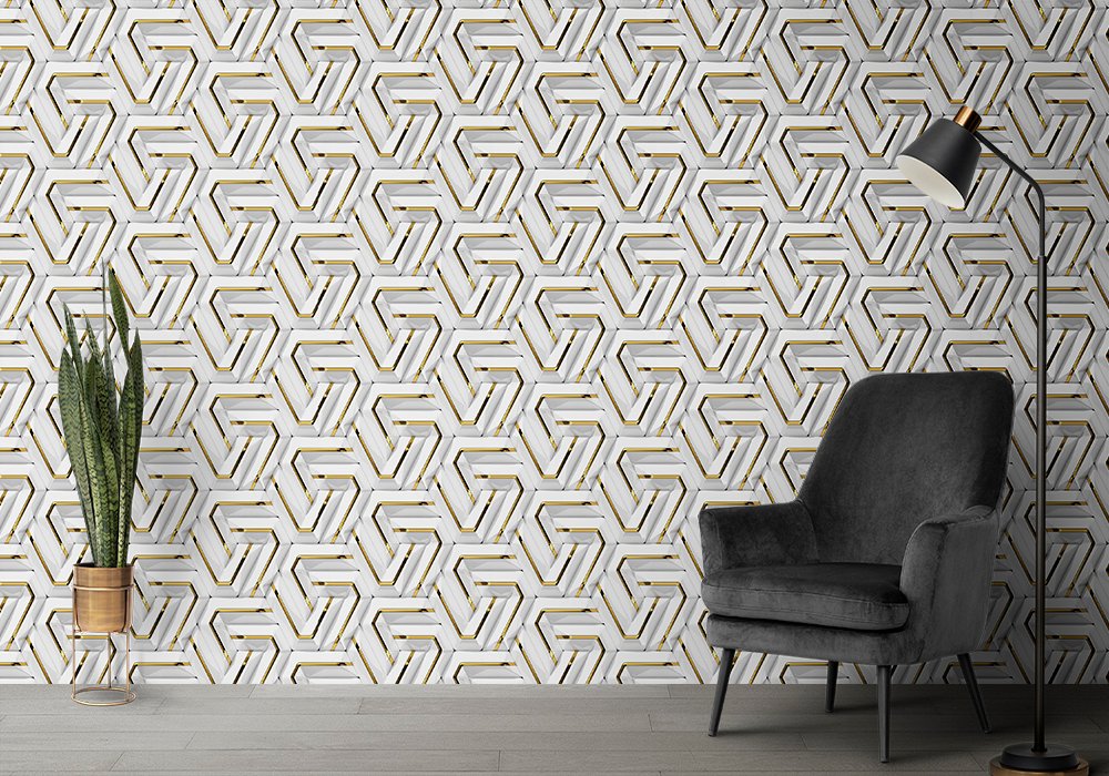 3d white and gold wallpaper decorative masterpiece for home decor